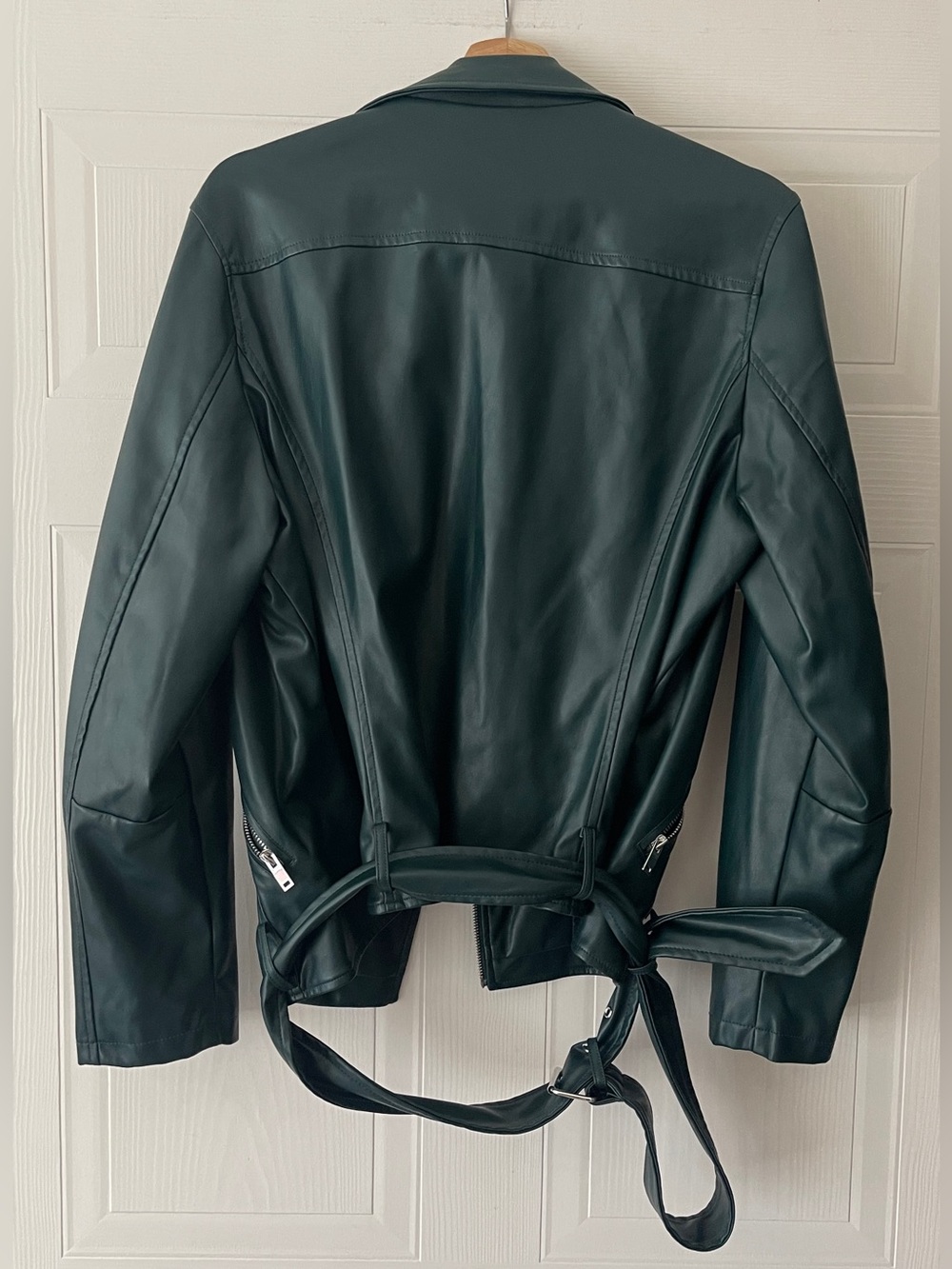 Glamorous UK Dark Forest Green Faux Leather Moto Jacket - Picture 9 of 15